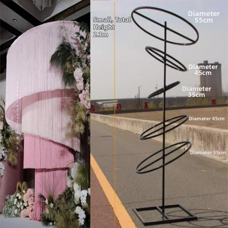 Telekopická železná tyč pre svadobnú záclonu s korálkami – kruhový rám, dekorácia