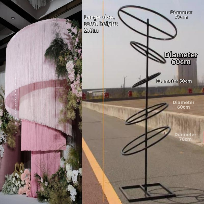 Telekopická železná tyč pre svadobnú záclonu s korálkami – kruhový rám, dekorácia