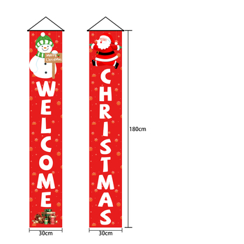 Banner de ușă de Crăciun cu Moș Crăciun și Om de zăpadă, poliester, imprimare mecanică, stil 4505591