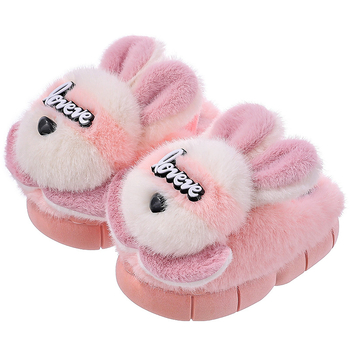Pantofi interior pentru copii, fleece, cu model desen animat — talpă EVA antiderapant, călduți