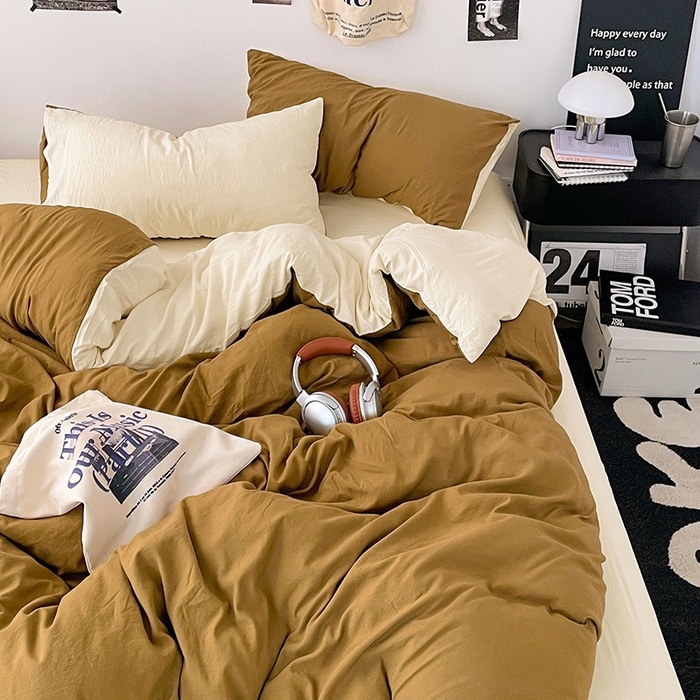 Set de patru piese pentru dormitorul studențesc – fibre de poliester, vopsire reactiva, 1000–1499 g, modele: uni, geometrice, desene animate, motive vegetale