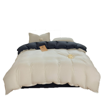 Set de lenjerie din bumbac spălat – țesătură periată, imprimare reactive și vopsire, greutate 800–1000 g, stil modern minimalist