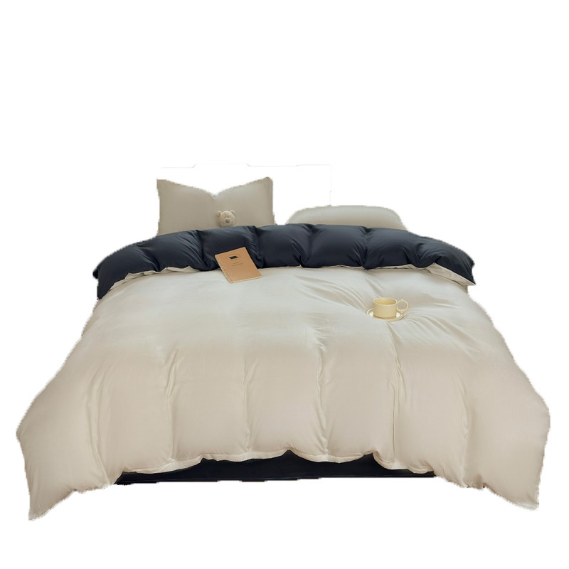 Set de lenjerie din bumbac spălat – țesătură periată, imprimare reactive și vopsire, greutate 800–1000 g, stil modern minimalist