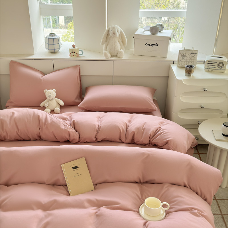 Set de lenjerie din bumbac spălat – țesătură periată, imprimare reactive și vopsire, greutate 800–1000 g, stil modern minimalist