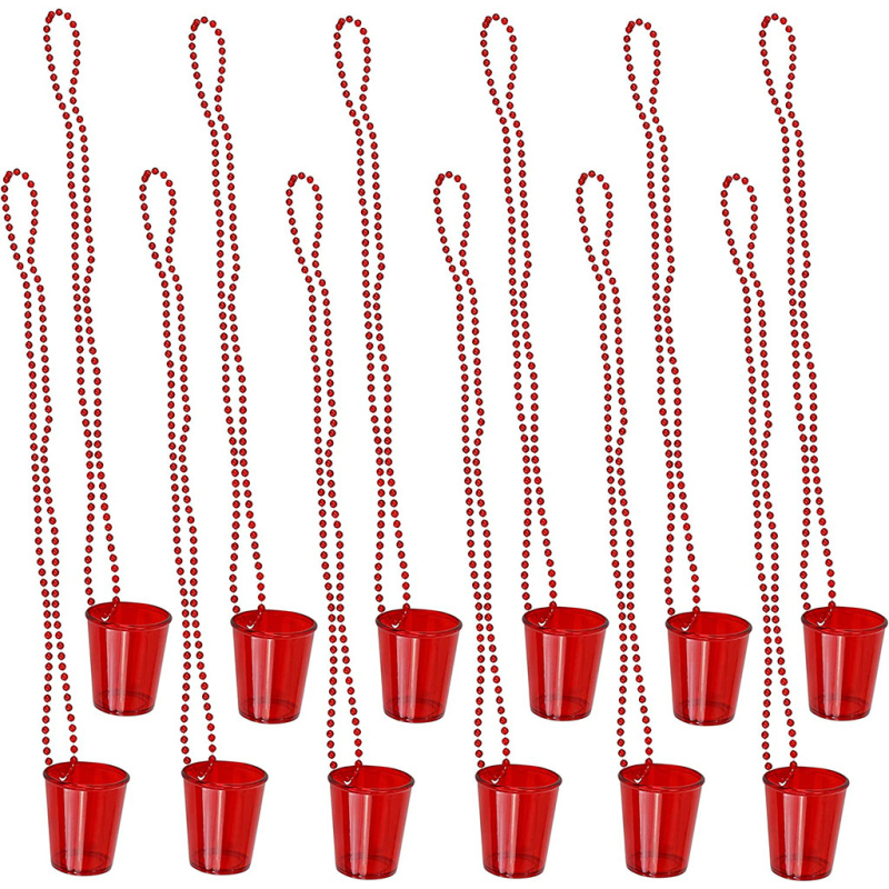 Plastový náhrdelník s guličkami tvaru pohára pre párty — vstrekované formovanie, retro štýl, rekvizita pre makeup/kostým