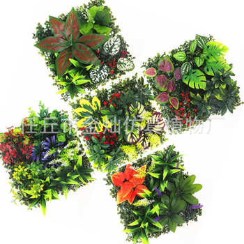 Umelá rastlinná stena s panelom trávy, plastová konštrukcia, model 13336944