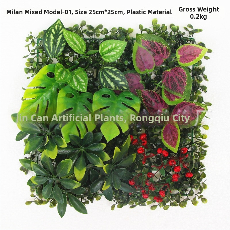 Umelá rastlinná stena s panelom trávy, plastová konštrukcia, model 13336944