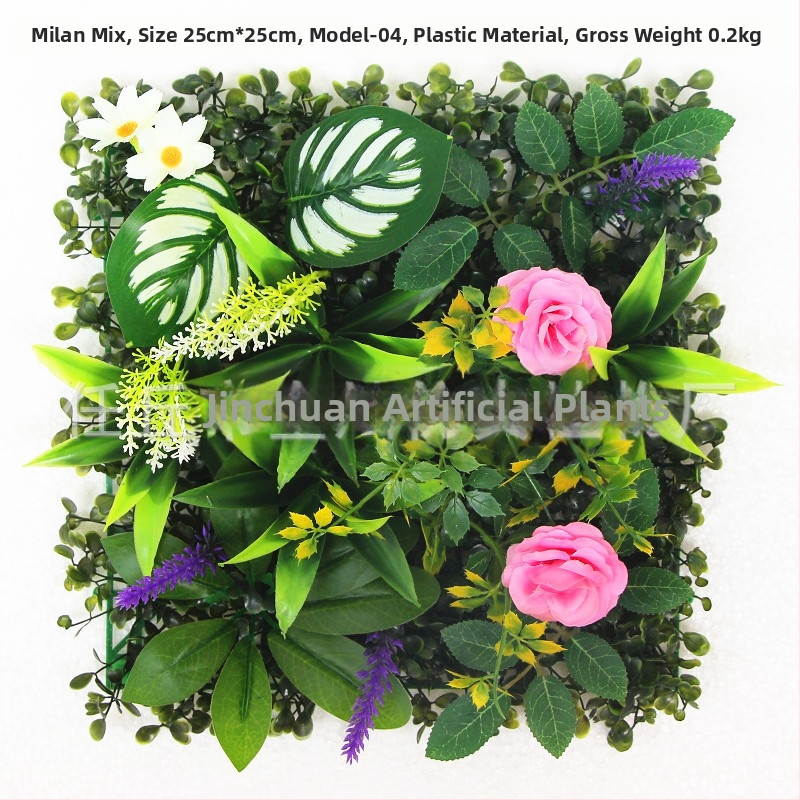 Umelá rastlinná stena s panelom trávy, plastová konštrukcia, model 13336944