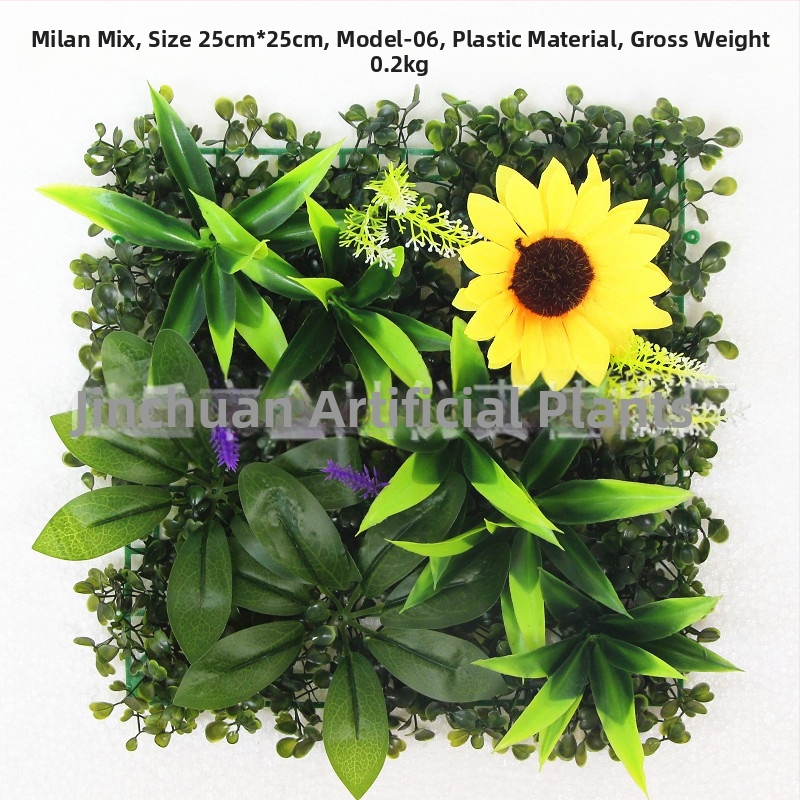 Umelá rastlinná stena s panelom trávy, plastová konštrukcia, model 13336944