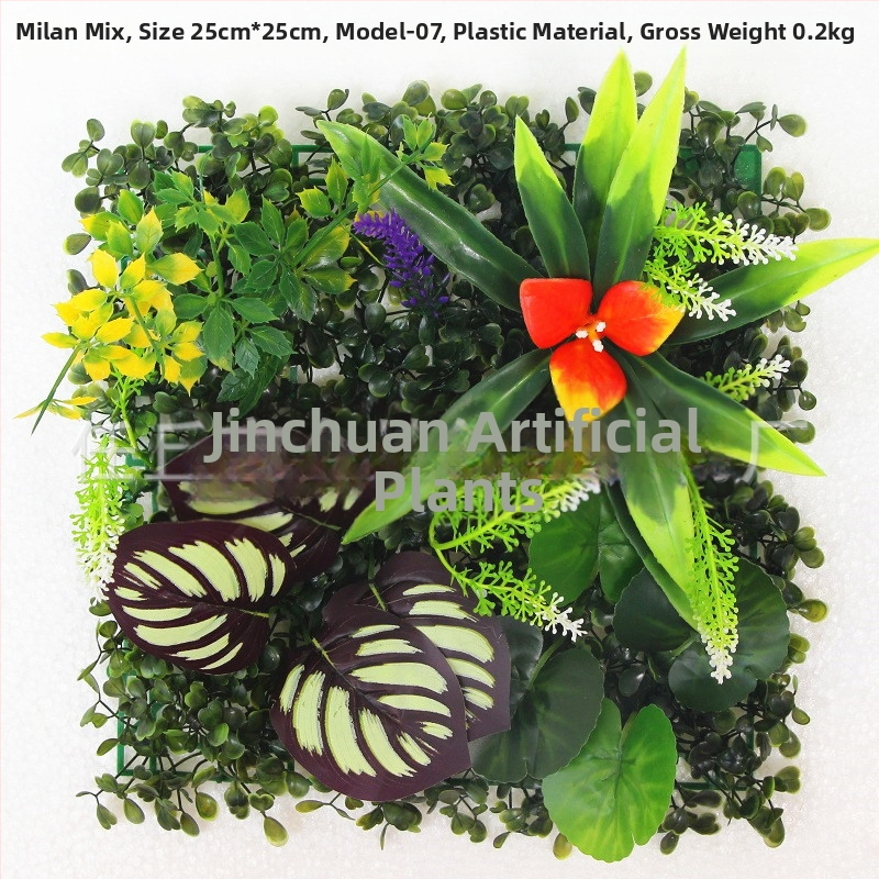 Umelá rastlinná stena s panelom trávy, plastová konštrukcia, model 13336944