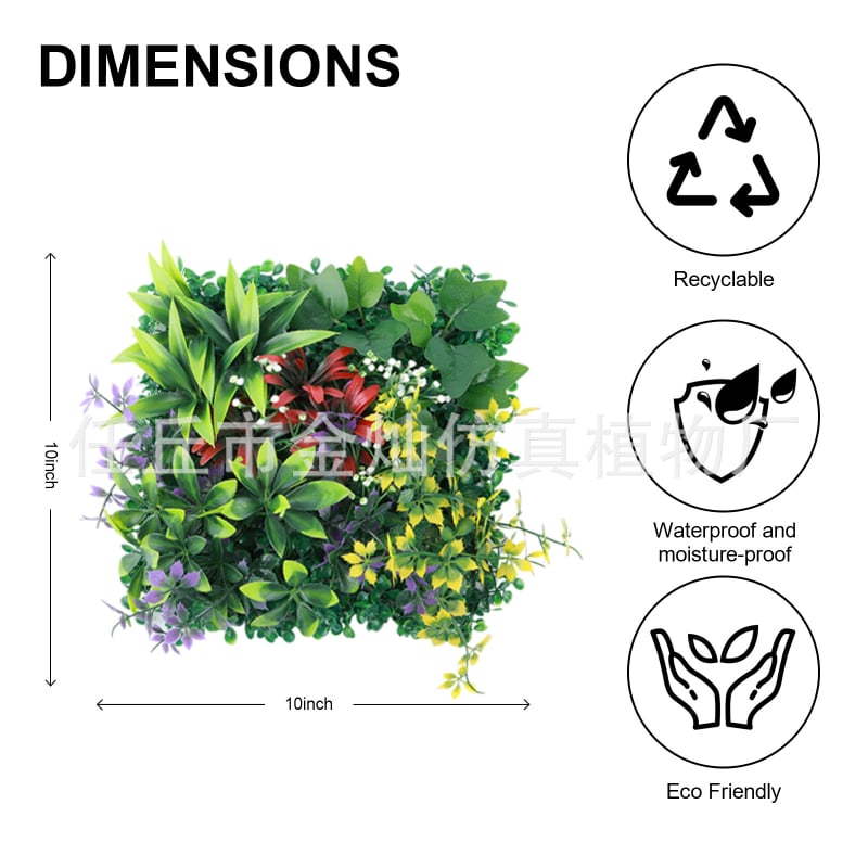 Umelá rastlinná stena s panelom trávy, plastová konštrukcia, model 13336944