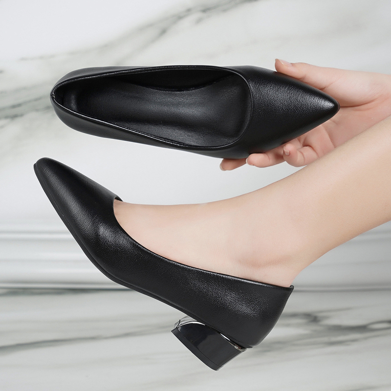 Pantofi de birou din PU, Slip-On, toc mediu 3-5 cm, toc în formă de pană, talpă din cauciuc