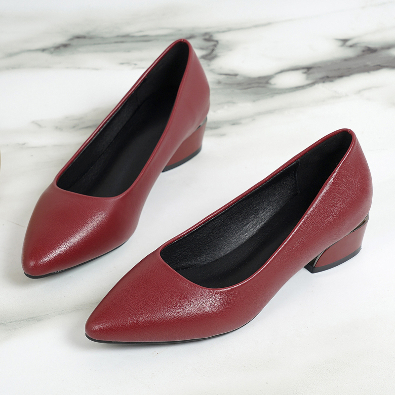 Pantofi de birou din PU, Slip-On, toc mediu 3-5 cm, toc în formă de pană, talpă din cauciuc