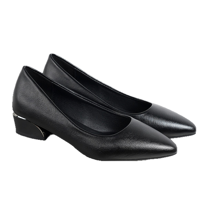 Pantofi de birou din PU, Slip-On, toc mediu 3-5 cm, toc în formă de pană, talpă din cauciuc
