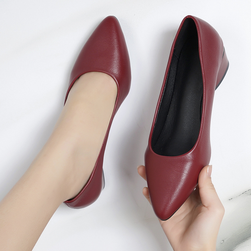 Pantofi de birou din PU, Slip-On, toc mediu 3-5 cm, toc în formă de pană, talpă din cauciuc