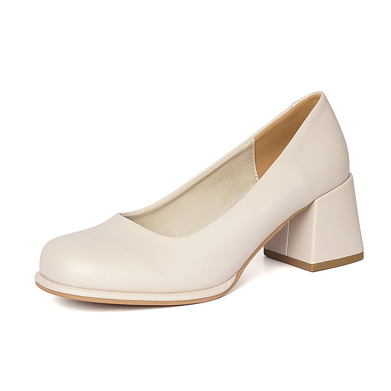 Pantofi de damă Mary Jane, vârf rotund, PU partea superioară, toc gros 6–8 cm