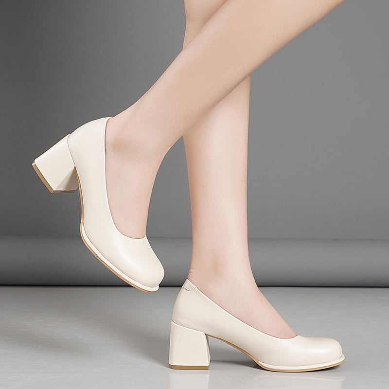 Pantofi de damă Mary Jane, vârf rotund, PU partea superioară, toc gros 6–8 cm