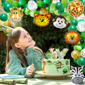 Lanac balona od aluminijske folije i lateksa s crtanim životinjama – dječja rođendanska dekoracija