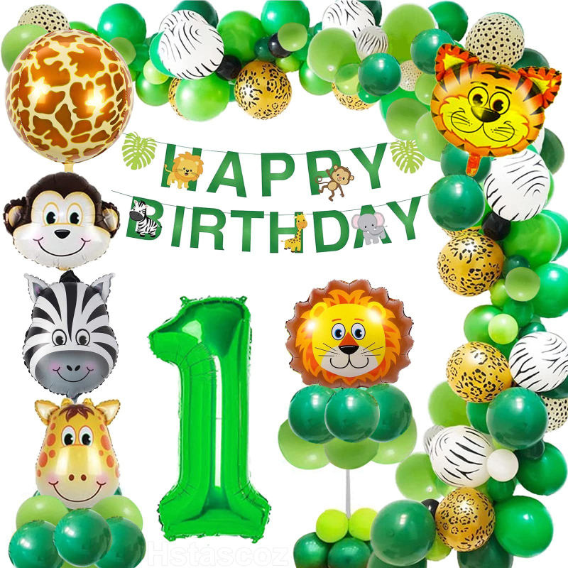 Lanac balona od aluminijske folije i lateksa s crtanim životinjama – dječja rođendanska dekoracija