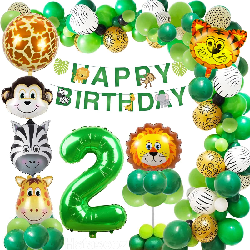 Lanac balona od aluminijske folije i lateksa s crtanim životinjama – dječja rođendanska dekoracija