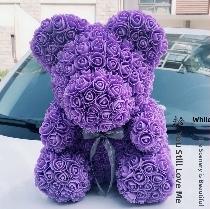 Medvedík s ružami PAOMO a penyami – ručne vyrobený DIY dar, osobný dar, prispôsobenie SHI, IP autorizácia: Nie