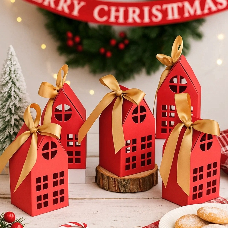 Božićna papirnata kućica s izrezanom kutijom bombona, moderni minimalistički stil, XS0549-13