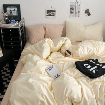 Памучен водно измит четири части спален комплект, кожа-приятелски, реактивно боядисване, тъкане: пране, твил и шлайф финиш, лист-тип, Ин стил