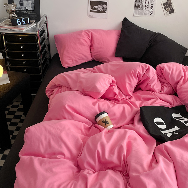 Памучен водно измит четири части спален комплект, кожа-приятелски, реактивно боядисване, тъкане: пране, твил и шлайф финиш, лист-тип, Ин стил