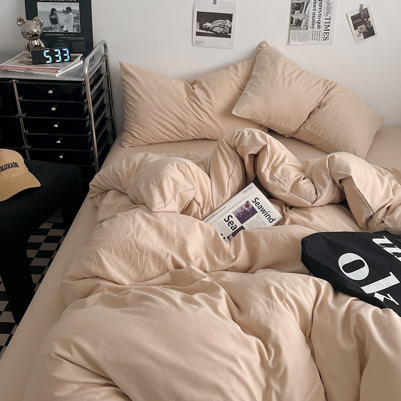 Памучен водно измит четири части спален комплект, кожа-приятелски, реактивно боядисване, тъкане: пране, твил и шлайф финиш, лист-тип, Ин стил