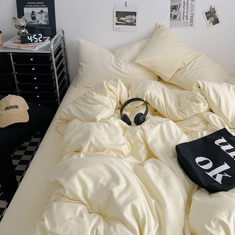 Памучен водно измит четири части спален комплект, кожа-приятелски, реактивно боядисване, тъкане: пране, твил и шлайф финиш, лист-тип, Ин стил