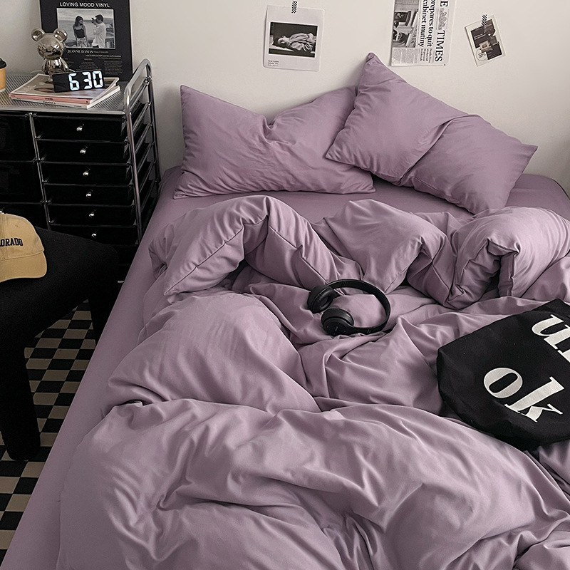 Памучен водно измит четири части спален комплект, кожа-приятелски, реактивно боядисване, тъкане: пране, твил и шлайф финиш, лист-тип, Ин стил