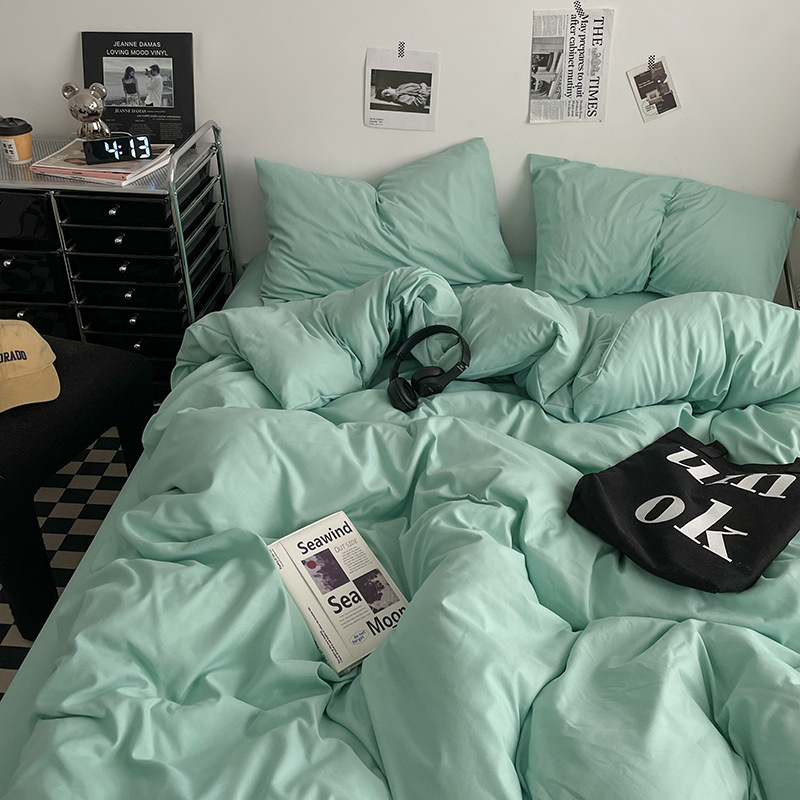 Памучен водно измит четири части спален комплект, кожа-приятелски, реактивно боядисване, тъкане: пране, твил и шлайф финиш, лист-тип, Ин стил