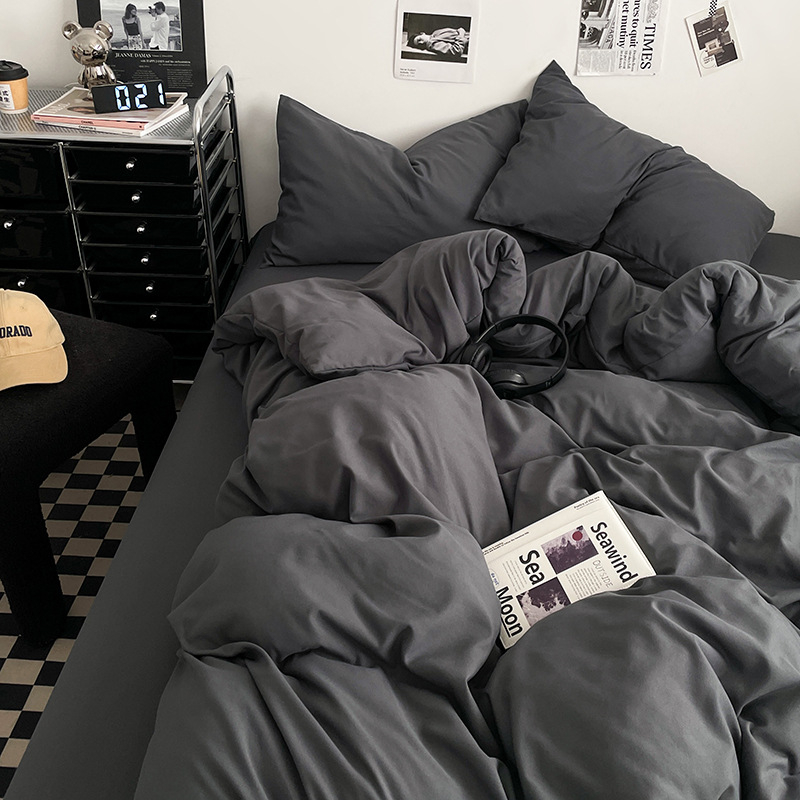 Памучен водно измит четири части спален комплект, кожа-приятелски, реактивно боядисване, тъкане: пране, твил и шлайф финиш, лист-тип, Ин стил