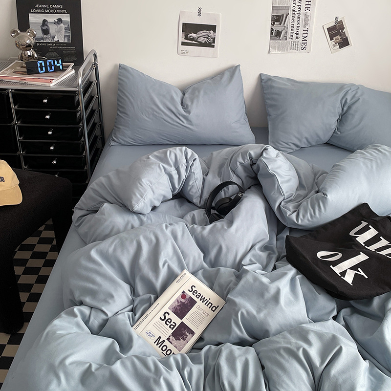 Памучен водно измит четири части спален комплект, кожа-приятелски, реактивно боядисване, тъкане: пране, твил и шлайф финиш, лист-тип, Ин стил