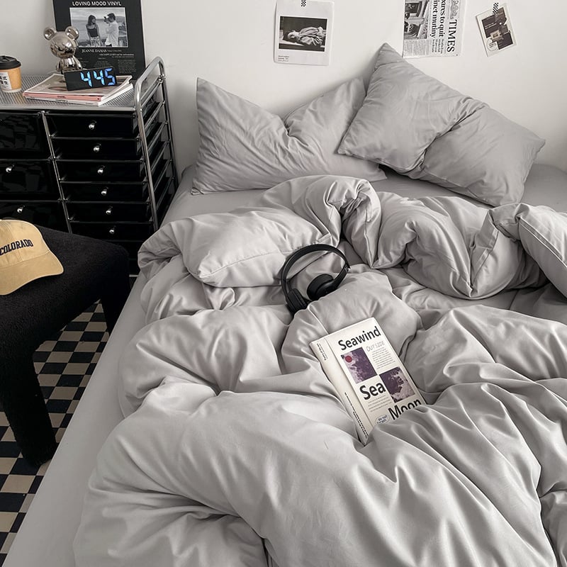 Памучен водно измит четири части спален комплект, кожа-приятелски, реактивно боядисване, тъкане: пране, твил и шлайф финиш, лист-тип, Ин стил