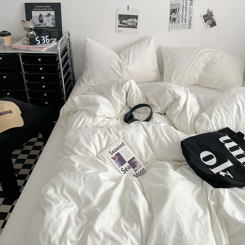 Памучен водно измит четири части спален комплект, кожа-приятелски, реактивно боядисване, тъкане: пране, твил и шлайф финиш, лист-тип, Ин стил