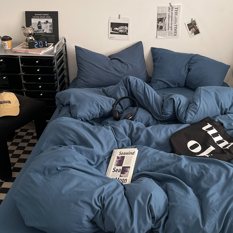 Памучен водно измит четири части спален комплект, кожа-приятелски, реактивно боядисване, тъкане: пране, твил и шлайф финиш, лист-тип, Ин стил