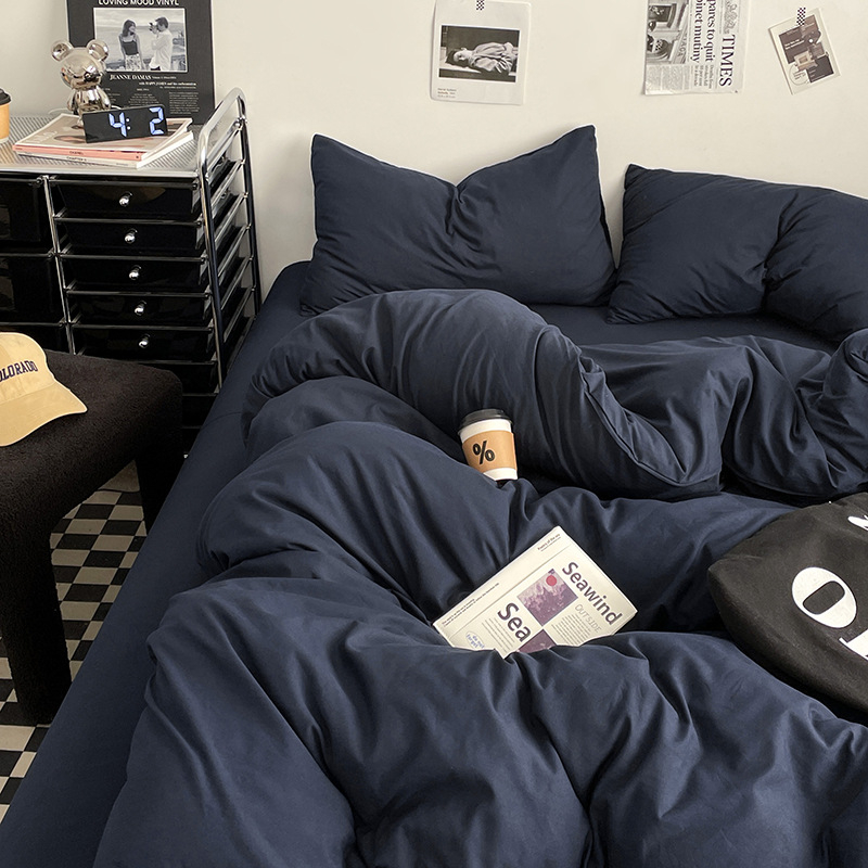 Памучен водно измит четири части спален комплект, кожа-приятелски, реактивно боядисване, тъкане: пране, твил и шлайф финиш, лист-тип, Ин стил