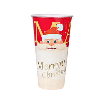 Jednorazový PP pohár na kávu s viečkom, vianočný vzor, 501–600 ml, Vstrekované formovanie, Tlač loga a prispôsobenie