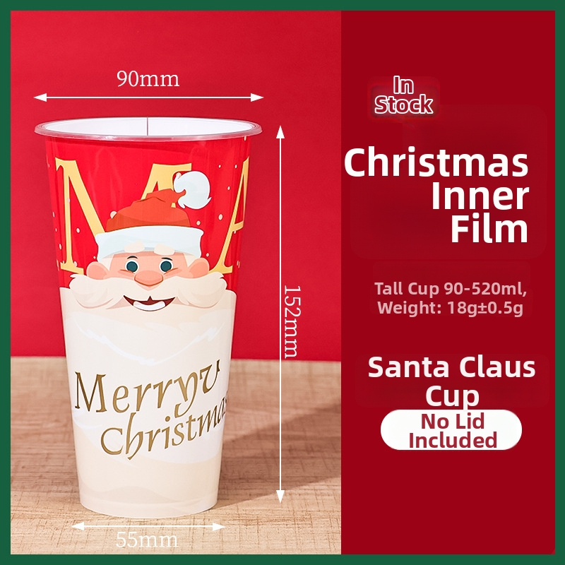 Jednorazový PP pohár na kávu s viečkom, vianočný vzor, 501–600 ml, Vstrekované formovanie, Tlač loga a prispôsobenie