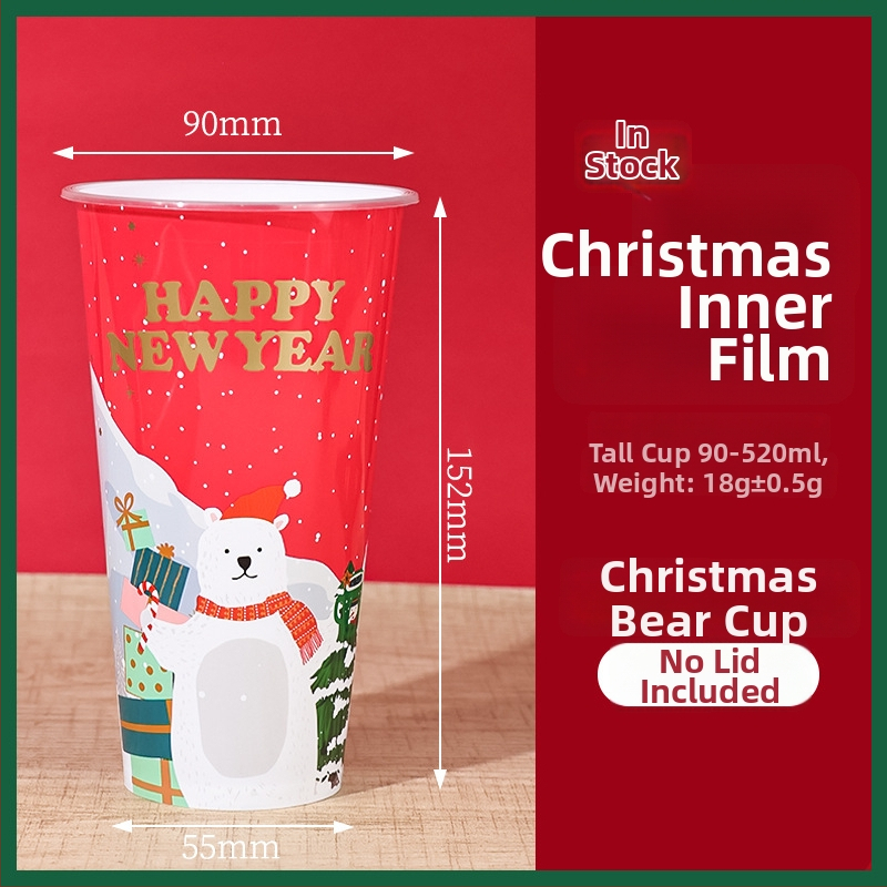 Jednorazový PP pohár na kávu s viečkom, vianočný vzor, 501–600 ml, Vstrekované formovanie, Tlač loga a prispôsobenie