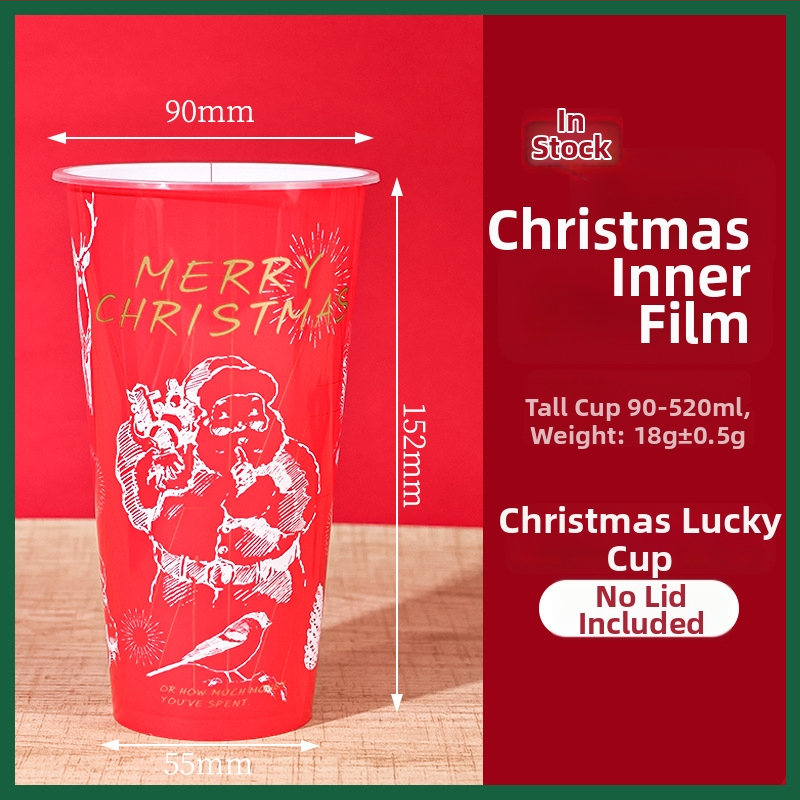 Jednorazový PP pohár na kávu s viečkom, vianočný vzor, 501–600 ml, Vstrekované formovanie, Tlač loga a prispôsobenie
