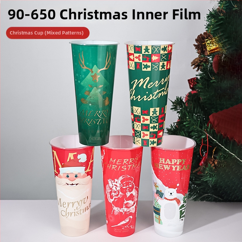 Jednorazový PP pohár na kávu s viečkom, vianočný vzor, 501–600 ml, Vstrekované formovanie, Tlač loga a prispôsobenie