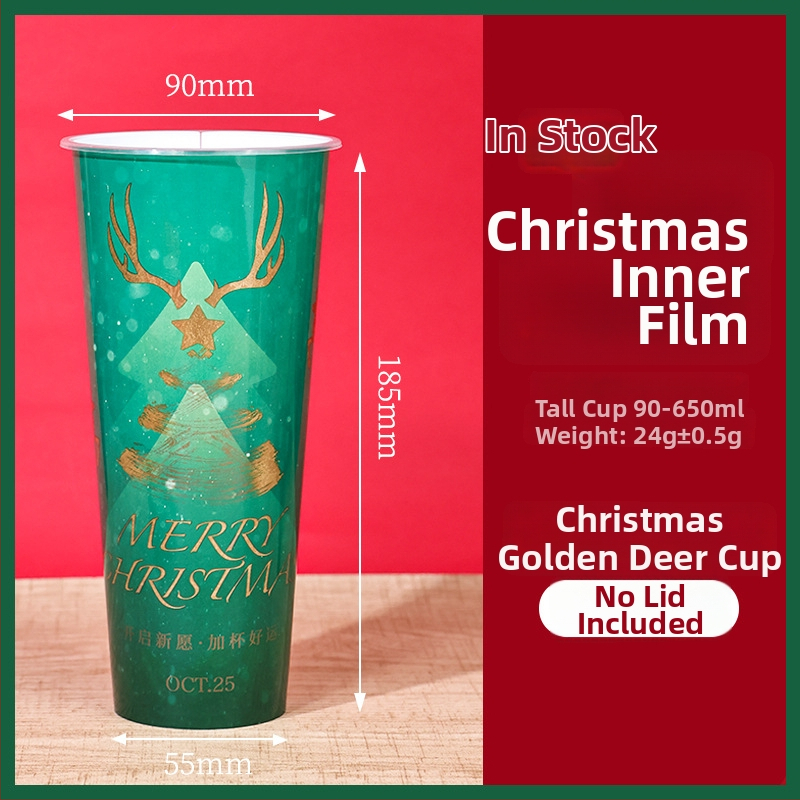 Jednorazový PP pohár na kávu s viečkom, vianočný vzor, 501–600 ml, Vstrekované formovanie, Tlač loga a prispôsobenie