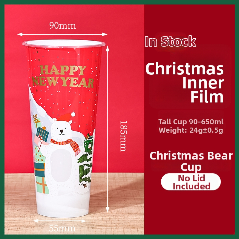 Jednorazový PP pohár na kávu s viečkom, vianočný vzor, 501–600 ml, Vstrekované formovanie, Tlač loga a prispôsobenie