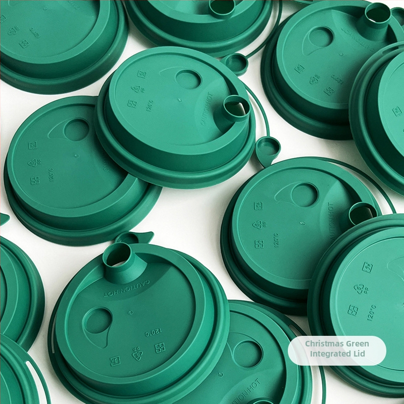 Jednorazový PP pohár na kávu s viečkom, vianočný vzor, 501–600 ml, Vstrekované formovanie, Tlač loga a prispôsobenie