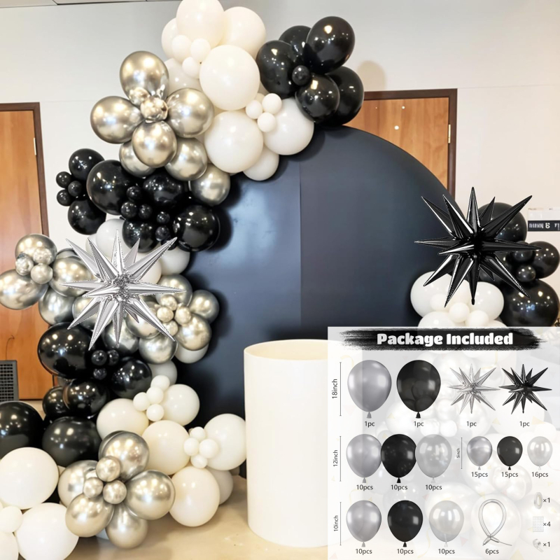 Set baloane pentru decorul ușii de ziua de naștere, brand At the Beginning, material Latex, tip balon: Latex Balloon, formă Rotundă, IP autorizare: Nu