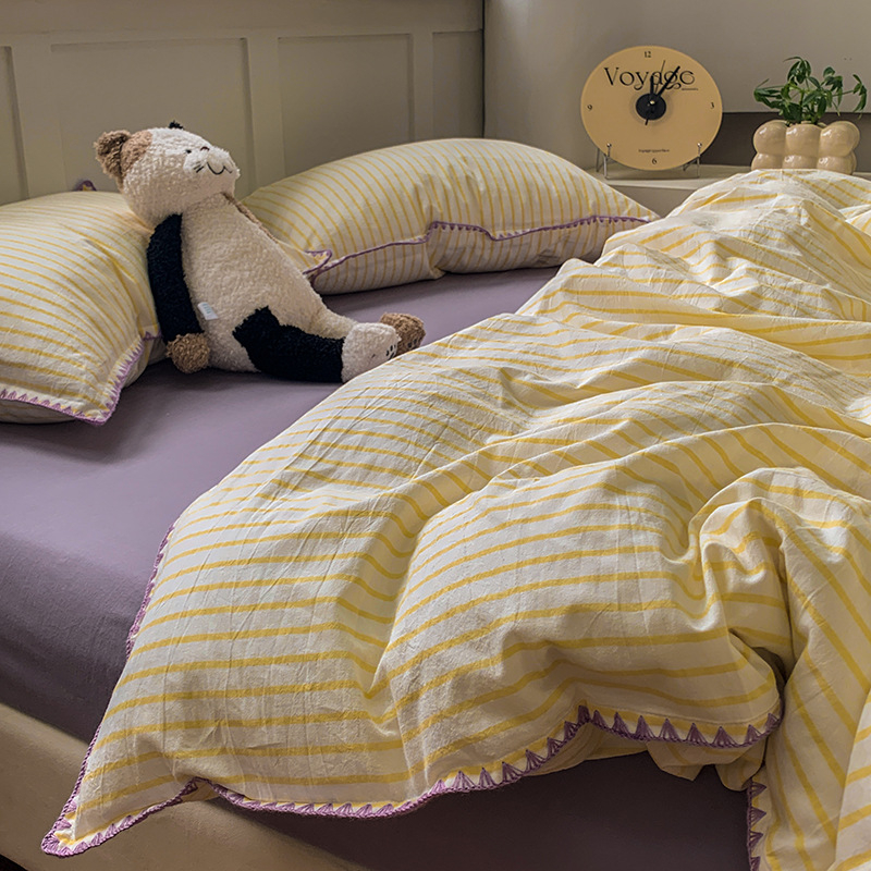 Комплект спално бельо от чист памук, четири части, геометричен принт - плътност на тъканта 133x72, тегло 2000–2500 g