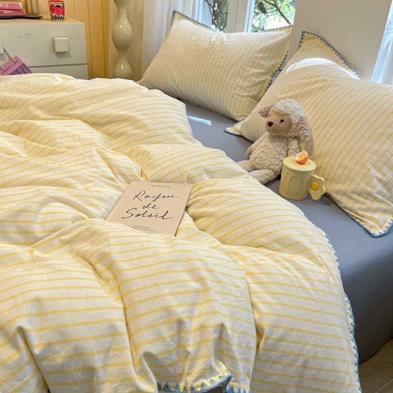 Комплект спално бельо от чист памук, четири части, геометричен принт - плътност на тъканта 133x72, тегло 2000–2500 g