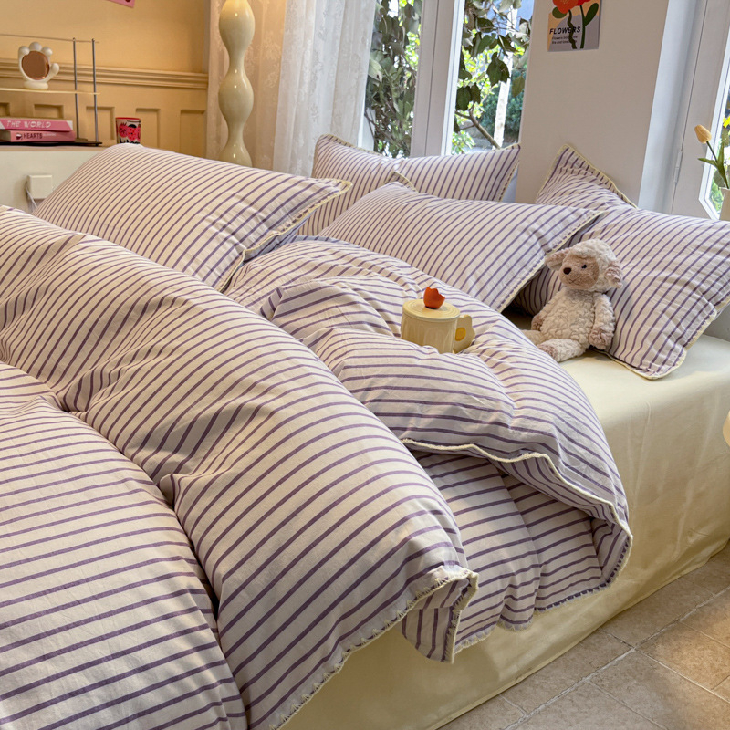 Комплект спално бельо от чист памук, четири части, геометричен принт - плътност на тъканта 133x72, тегло 2000–2500 g